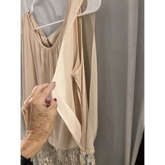 Aidan Aidan Matrix Blush Sequined Blouson Cocktail Dress Sz 10 - Picture 2 of 6